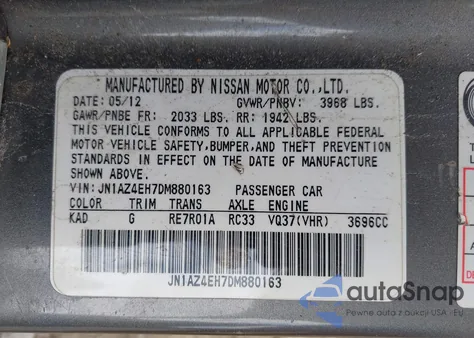 2013 Nissan 370Z Touring from USA, damaged, VIN JN1AZ4EH7DM880163